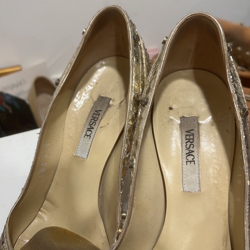 Versace Gold Python Pumps - image 6